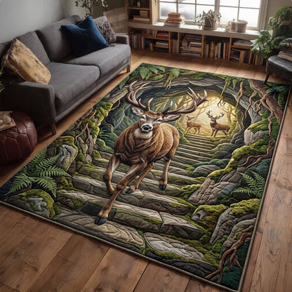 Woodland Cave Deer Area Rug GFTOPND1427
