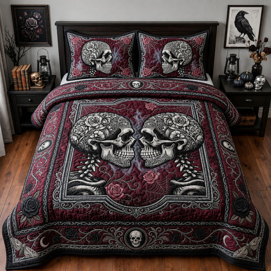 Skeleton Lovers 3-Piece Quilted Bedding Set GFTOPND1468