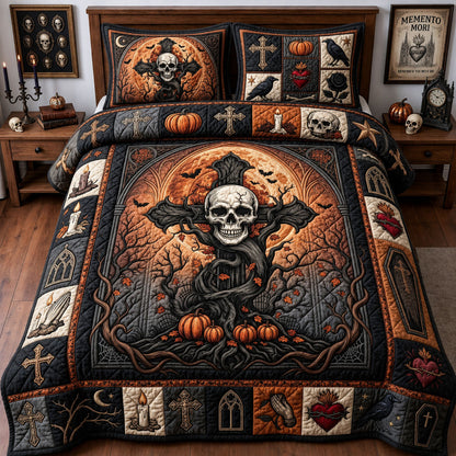 Gothic Skull Cross 3-Piece Quilted Bedding Set GFTOPND1469
