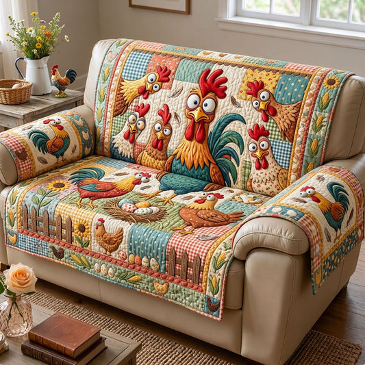 Funky Chicken Quilted Sofa Cover GFTOPND1470