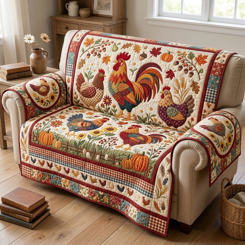 Harvest Season Chicken Quilted Sofa Cover GFTOPND1471
