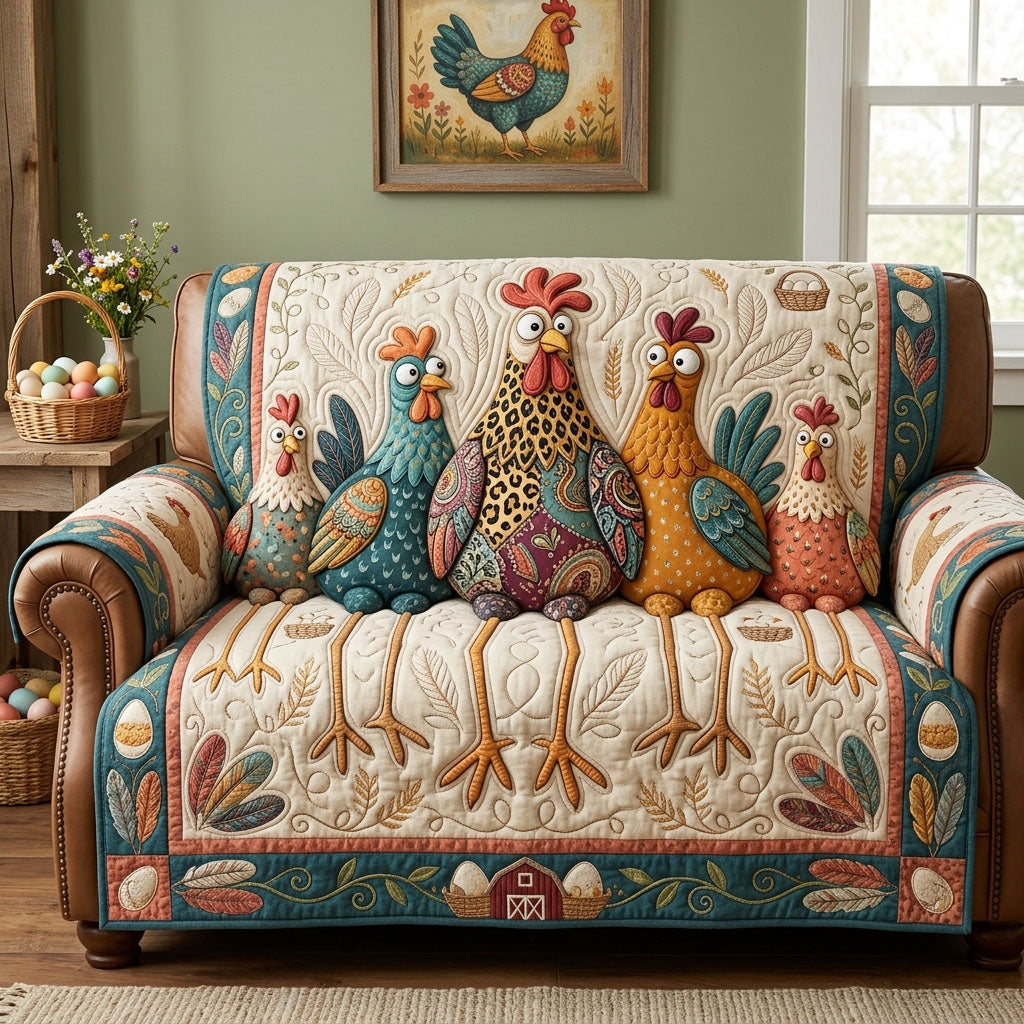 Funky Chicken Quilted Sofa Cover GFTOPND1472