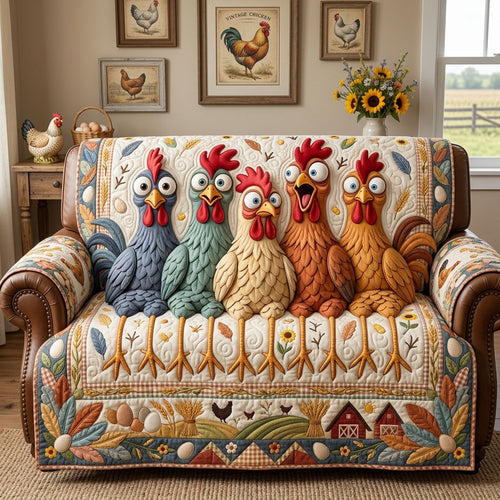 Funky Chicken Quilted Sofa Cover GFTOPND1473