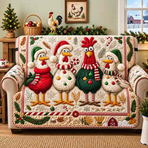 Christmas Chicken Quilted Sofa Cover GFTOPND1474