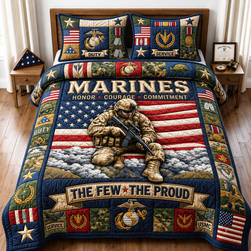 Proud USMC 3-Piece Quilted Bedding Set GFTOPND1498 C4