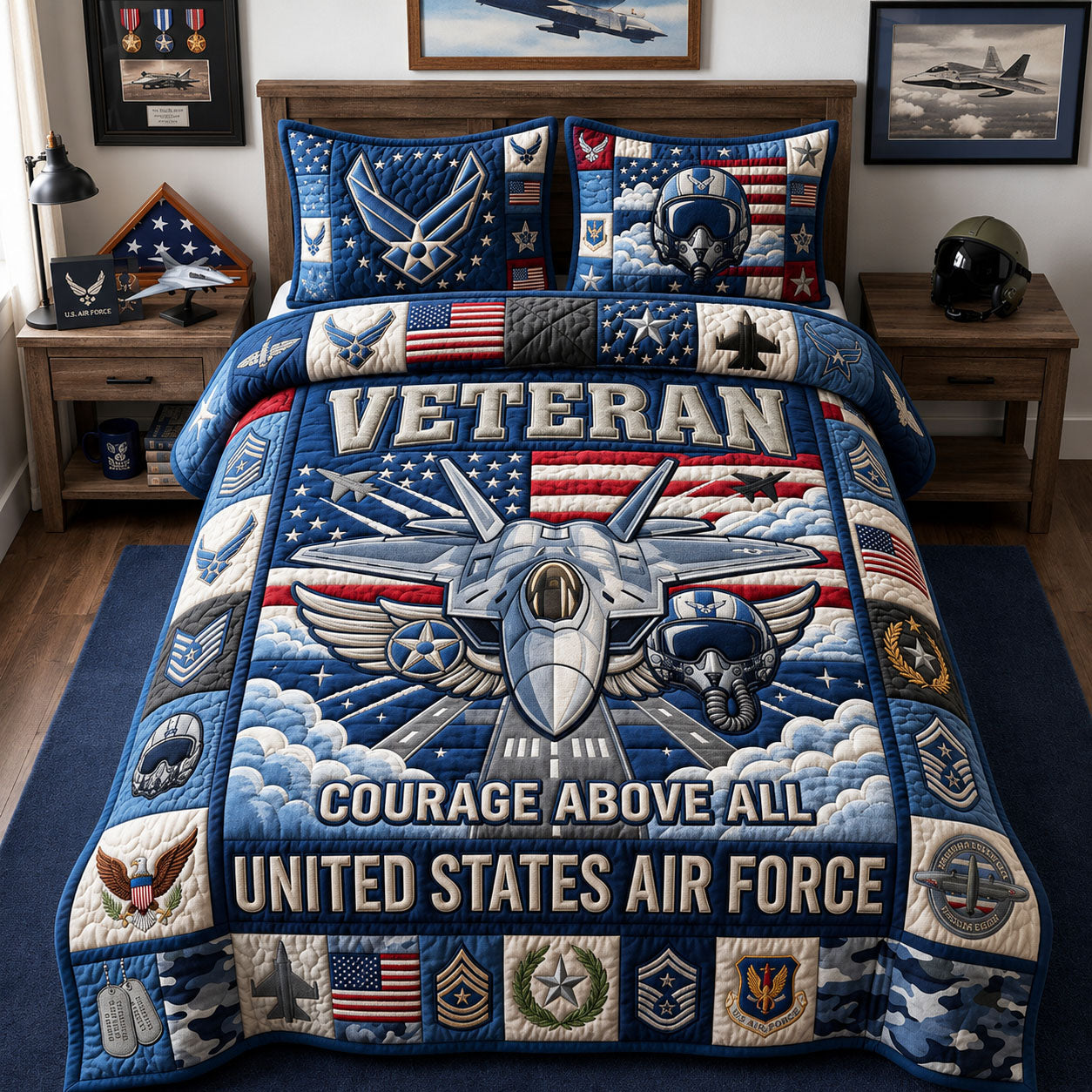 US Air Force 3-Piece Quilted Bedding Set GFTOPND1516