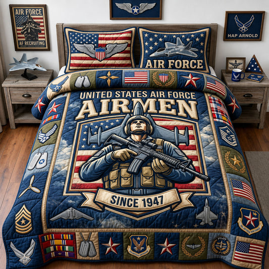 Proud US Airman 3-Piece Quilted Bedding Set GFTOPND1517