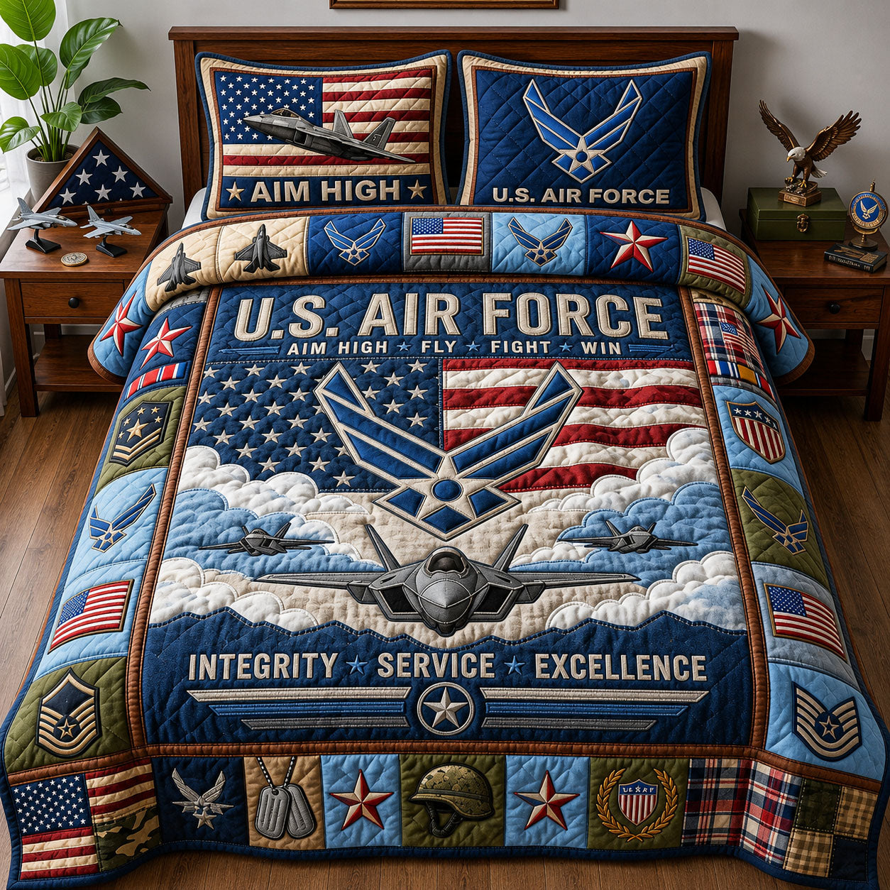 Air Force Veteran 3-Piece Quilted Bedding Set GFTOPND1518
