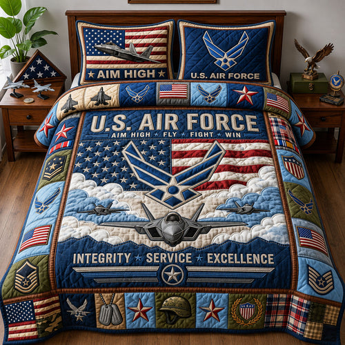 Air Force Veteran 3-Piece Quilted Bedding Set GFTOPND1518