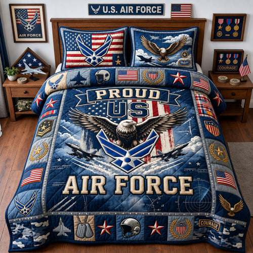 Proud US Air Force 3-Piece Quilted Bedding Set GFTOPND1519