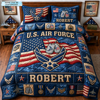 Proud US Air Force 3-Piece Quilted Bedding Set QTCUZ GFTOPND1520