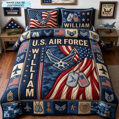 Proud US Air Force 3-Piece Quilted Bedding Set QTCUZ GFTOPND1521