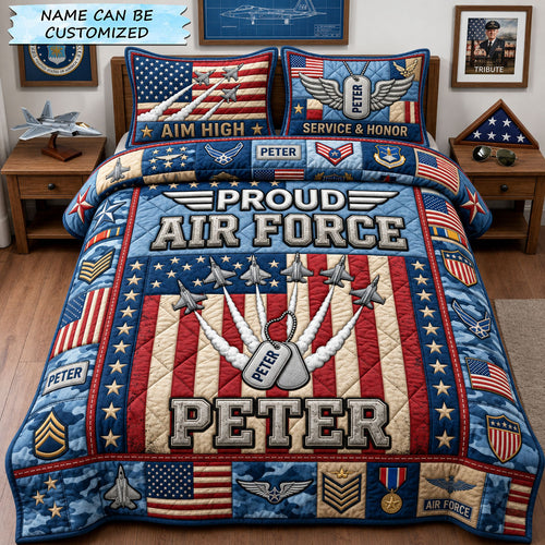Proud US Air Force 3-Piece Quilted Bedding Set QTCUZ GFTOPND1522