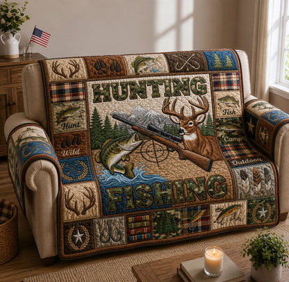 Hunting And Fishing Quilted Sofa Cover GFTOPND1524 C1