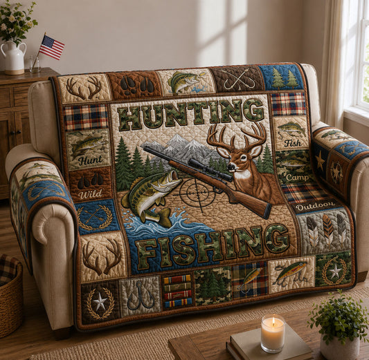 Hunting And Fishing Quilted Sofa Cover GFTOPND1524 C1