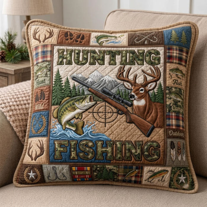 Hunting And Fishing Quilted Pillow Case GFTOPND1524 C3