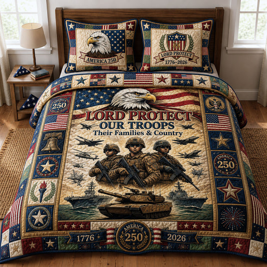 Lord Protect Our Troops 3-Piece Quilted Bedding Set GFTOPND153