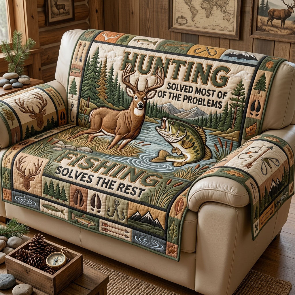 Hunting And Fishing Quilted Sofa Cover GFTOPND1535