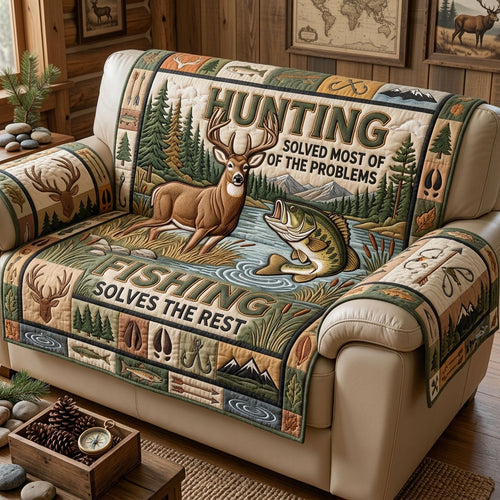 Hunting And Fishing Quilted Sofa Cover GFTOPND1535
