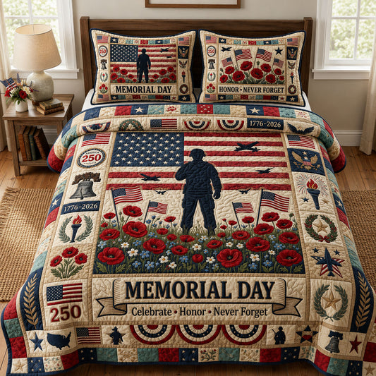 Memorial Day 3-Piece Quilted Bedding Set GFTOPND154
