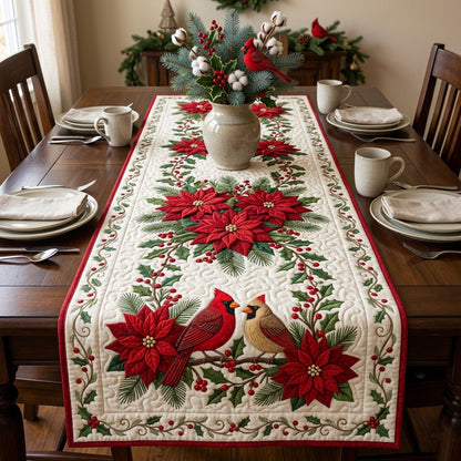 Red Cardinal Poinsettia Quilted Table Runner GFTOPND1552