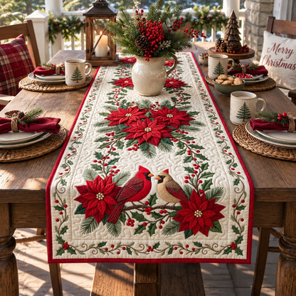 Red Cardinal Poinsettia Quilted Table Runner GFTOPND1552