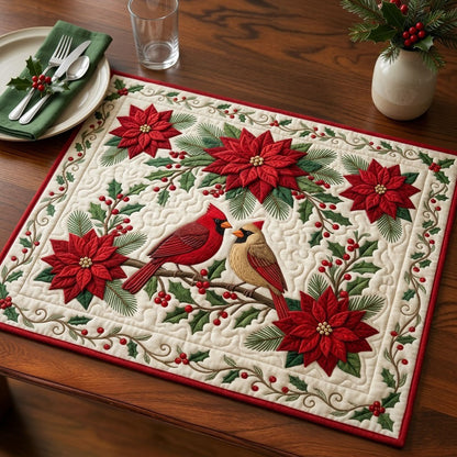 Red Cardinal Poinsettia Quilted Placemat GFTOPND1552 C1