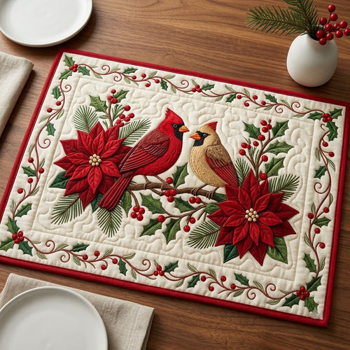 Red Cardinal Poinsettia Quilted Placemat GFTOPND1552 C2