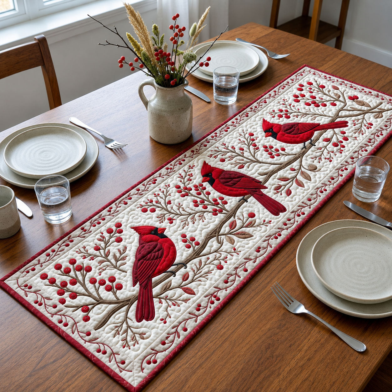 Red Cardinal Quilted Table Runner GFTOPND1554