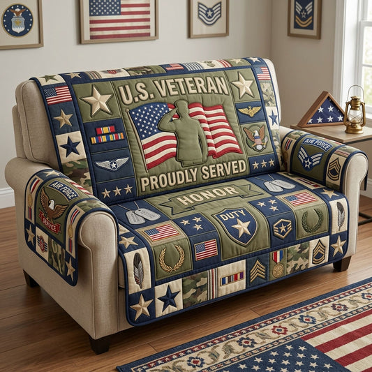 Proud Veteran Quilted Sofa Cover GFTOPND1558