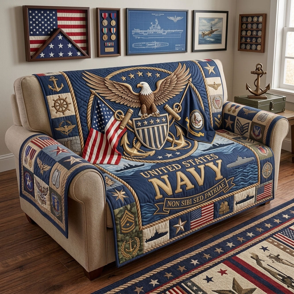 US Navy Quilted Sofa Cover GFTOPND1559
