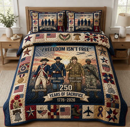 Freedom Isnt Free 3-Piece Quilted Bedding Set GFTOPND156