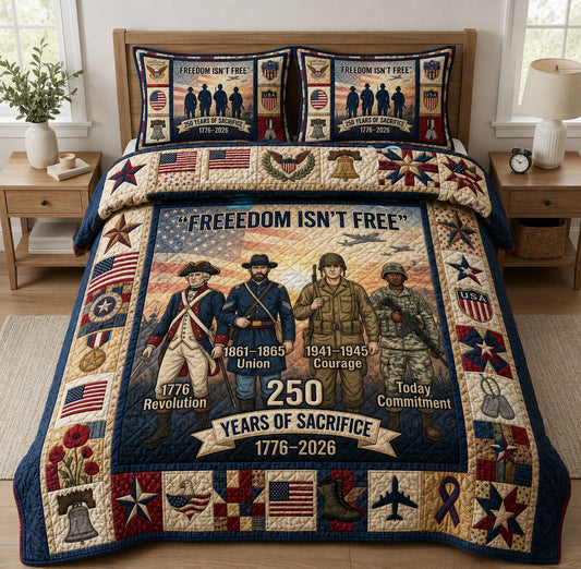 Freedom Isnt Free 3-Piece Quilted Bedding Set GFTOPND156