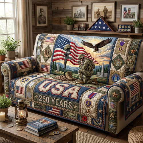 Kneeling Soldier Quilted Sofa Cover GFTOPND1560