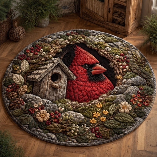Winter Woodland Cardinal Quilted Round Mat GFTOPND1583