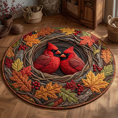 Leaf Nest Cardinal Quilted Round Mat GFTOPND1584