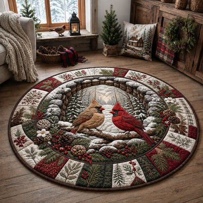 Winter Cardinal Love Quilted Round Mat GFTOPND1586