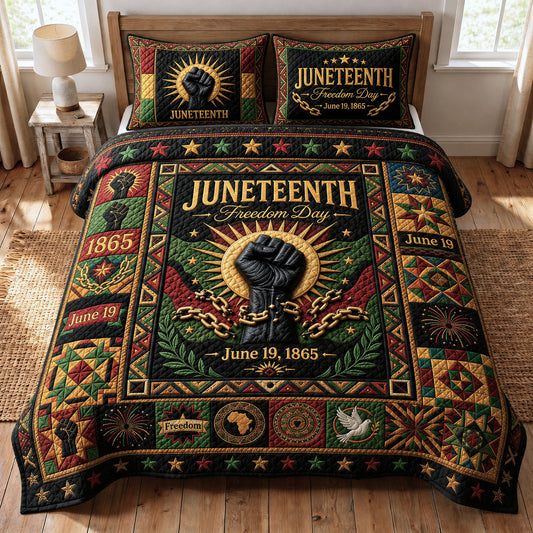 Juneteenth Freedom Day 3-Piece Quilted Bedding Set GFTOPND159