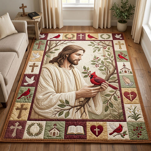 Jesus With Cardinal Area Rug GFTOPND1591