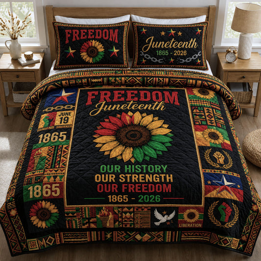 Juneteenth History Strength Freedom 3-Piece Quilted Bedding Set GFTOPND160