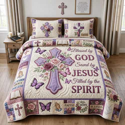 Blessed By God 3-Piece Quilted Bedding Set GFTOPND1610