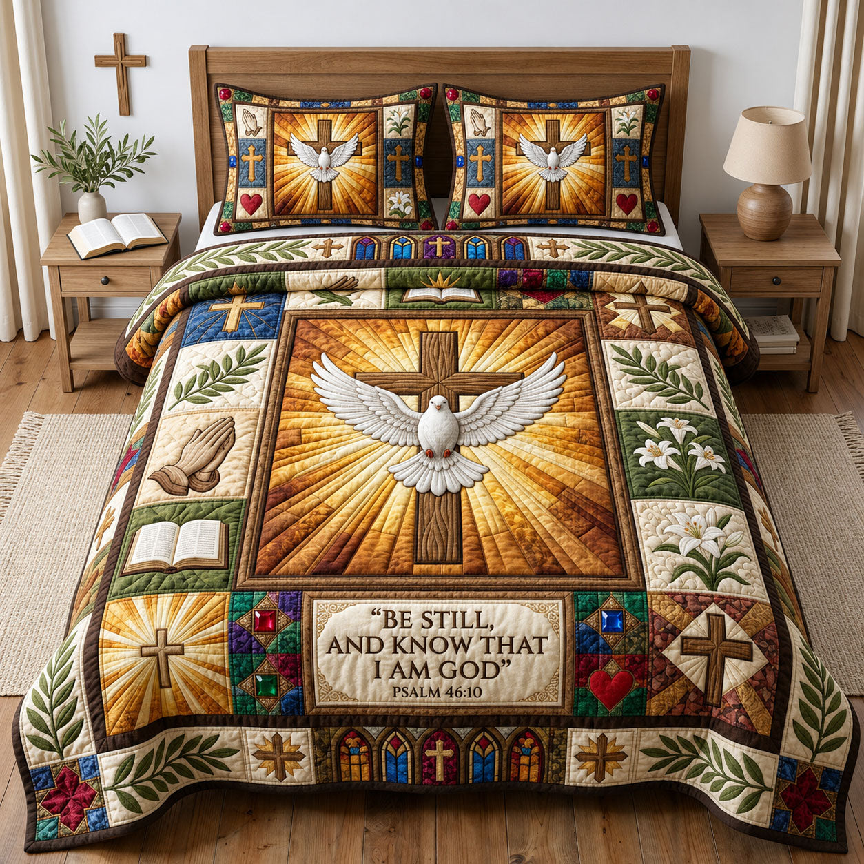 Be Still 3-Piece Quilted Bedding Set GFTOPND1611