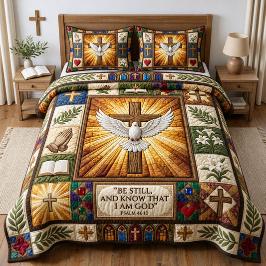 Be Still 3-Piece Quilted Bedding Set GFTOPND1611