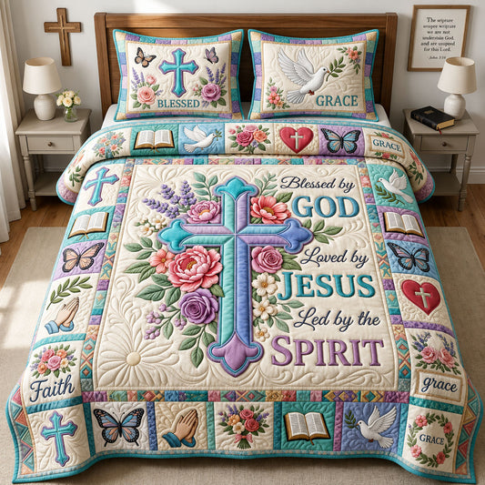 Blessed By God 3-Piece Quilted Bedding Set GFTOPND1613