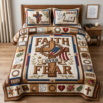 Faith Over Fear 3-Piece Quilted Bedding Set GFTOPND1615