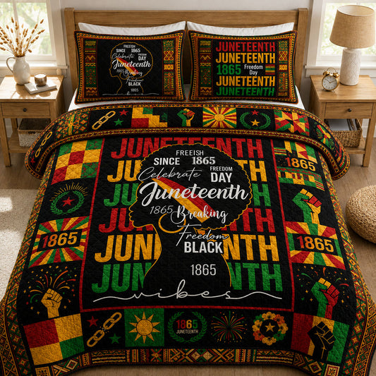African American Pride 3-Piece Quilted Bedding Set GFTOPND162