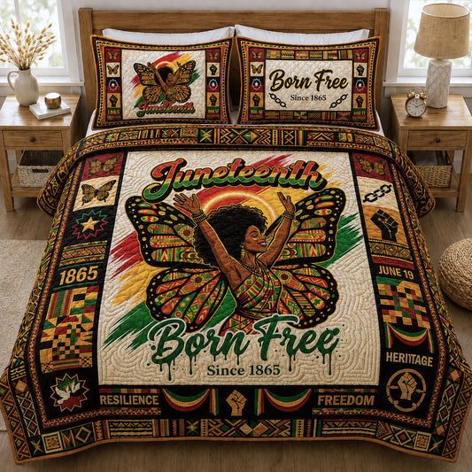 Juneteenth Born Free 3-Piece Quilted Bedding Set GFTOPND163
