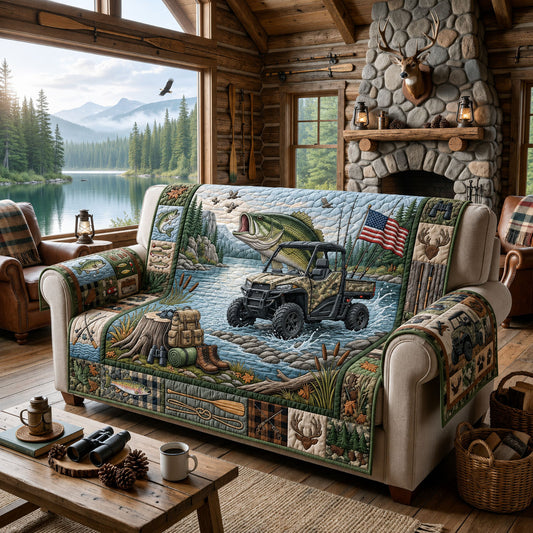 Hunting Fishing Quilted Sofa Cover GFTOPND1673