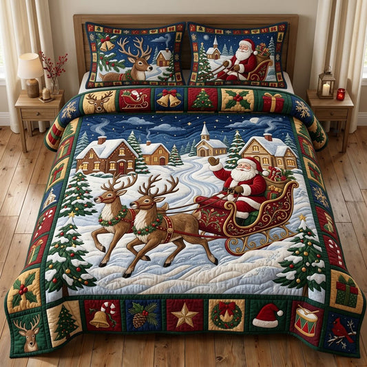 Santa Claus 3-Piece Quilted Bedding Set GFTOPND1691
