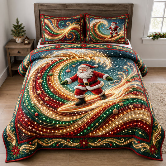Christmas Light Wave 3-Piece Quilted Bedding Set GFTOPND1694